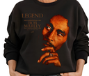 Women's Bob Marley Retro 90s Black Sweatshirt - Female wearing unisex vintage artist loungewear