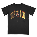 Black Carolina Storyteller graphic tee flat lay front view, vintage hip hop
streetwear.