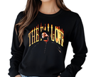 Black Long Sleeve with The Full Off graphic design on a plain background