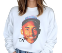 Woman styling Kobe Draft Day White Sweatshirt – Feminine Basketball Archive Look