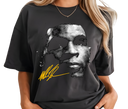 Woman styling Mike Tyson Vintage Black Tee – Feminine Fight Night Look