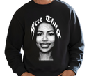 Man wearing Mariah the Scientist 'Free Thug' Black Sweatshirt – Oversized R&B Style