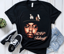 Floating black Takeoff RIP tribute t-shirt showing front graphic.