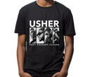 Youth Usher Past Present Future Black Tee - Young fan wearing retro R&B tribute shirt