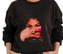 Woman styling Nicki Minaj Black Sweatshirt – Feminine Streetwear