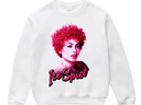 Woman styling black Ice Spice crewneck, casual unisex concert shirt.
