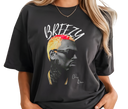 Women's Black Chris Brown Breezy Tee - Female wearing unisex retro concert merch