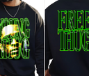 Men's Free Thug Sweatshirt - Adult wearing hip hop concert loungewear