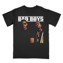 Black Bad Boys Movie graphic tee flat lay front view, retro 90s film apparel.