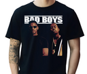 Man wearing black Bad Boys movie t-shirt, vintage action comedy fan gear.