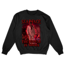 A black sweatshirt with a graphic print of Scarface and the text 'SCARFACE THE WORLD IS YOURS'.