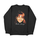 Black sweatshirt with a graphic of Halle Berry's face and name on a white background