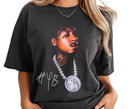  Woman styling black NBA YoungBoy Top Pain t-shirt, casual unisex rap shirt.