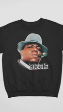 Floating black King of Brooklyn crewneck showing front graphic print.