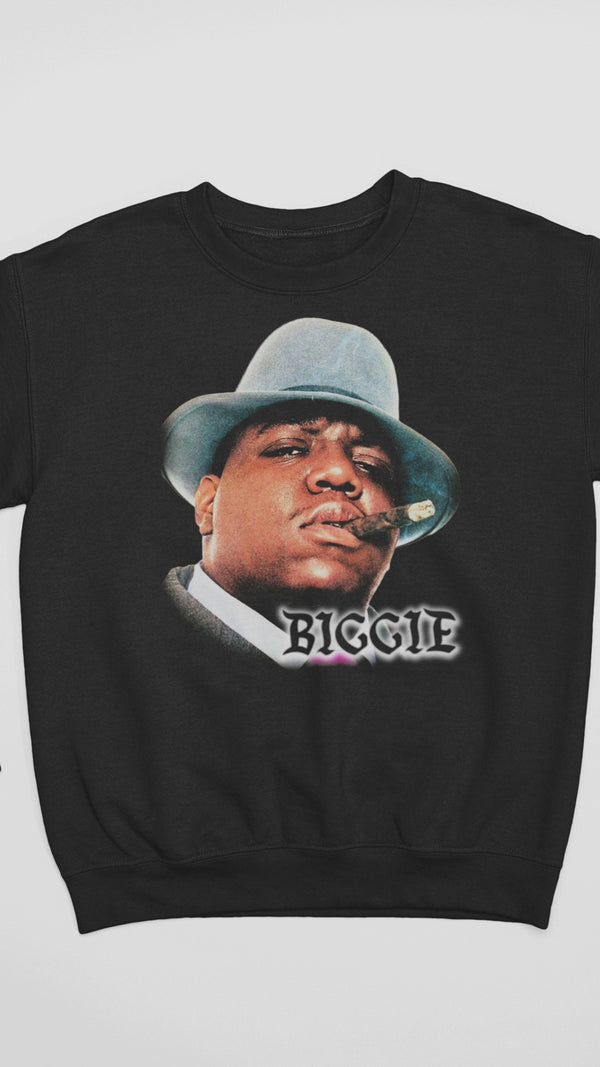 Floating black King of Brooklyn crewneck showing front graphic print.