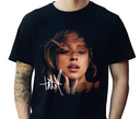  Man wearing black Tate McRae Greedy t-shirt, vintage pop fan apparel.